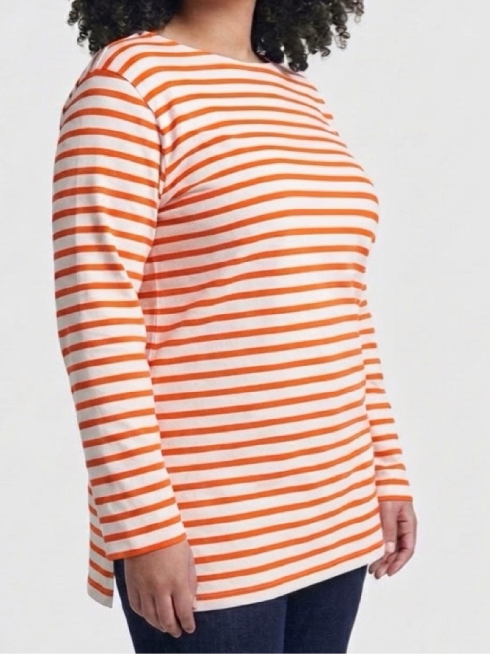 Norse Projects Women's Orange & White Striped Long-Sleeve Tee